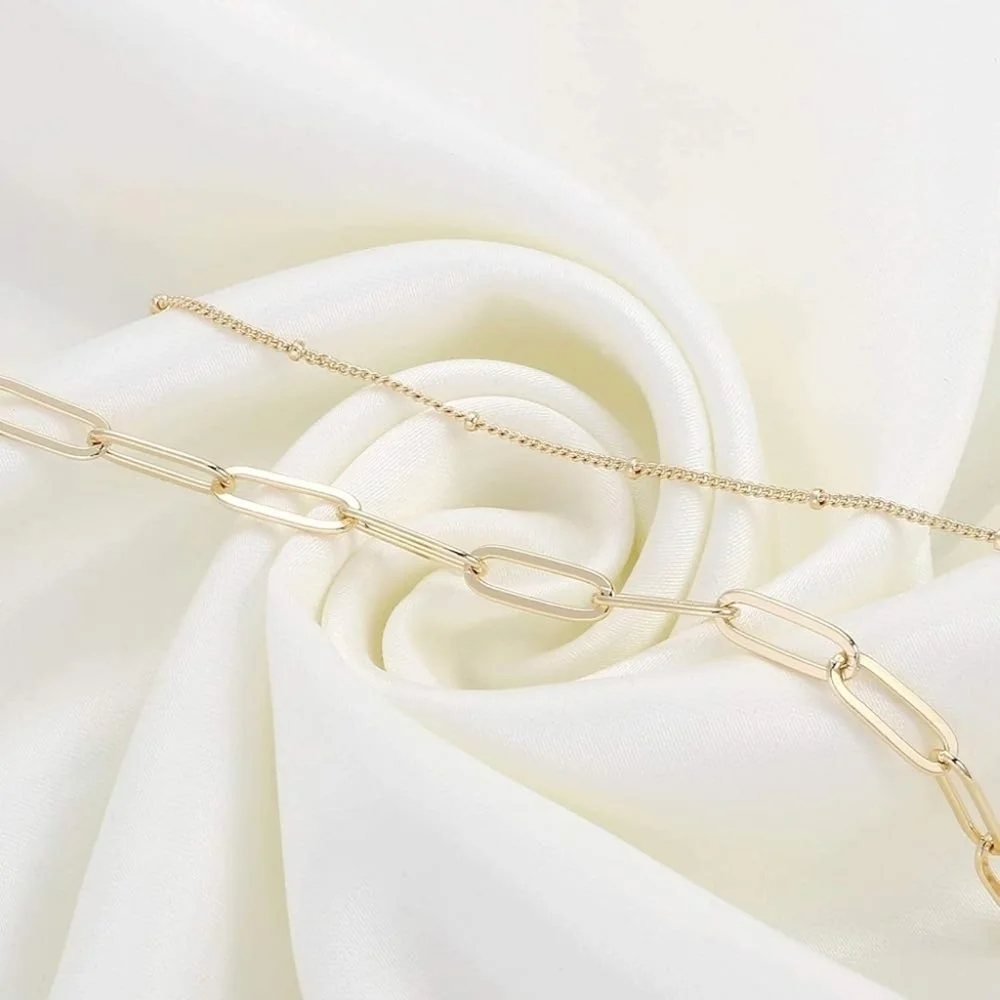 Elegant 14K Gold Plated Chain Bracelet Set